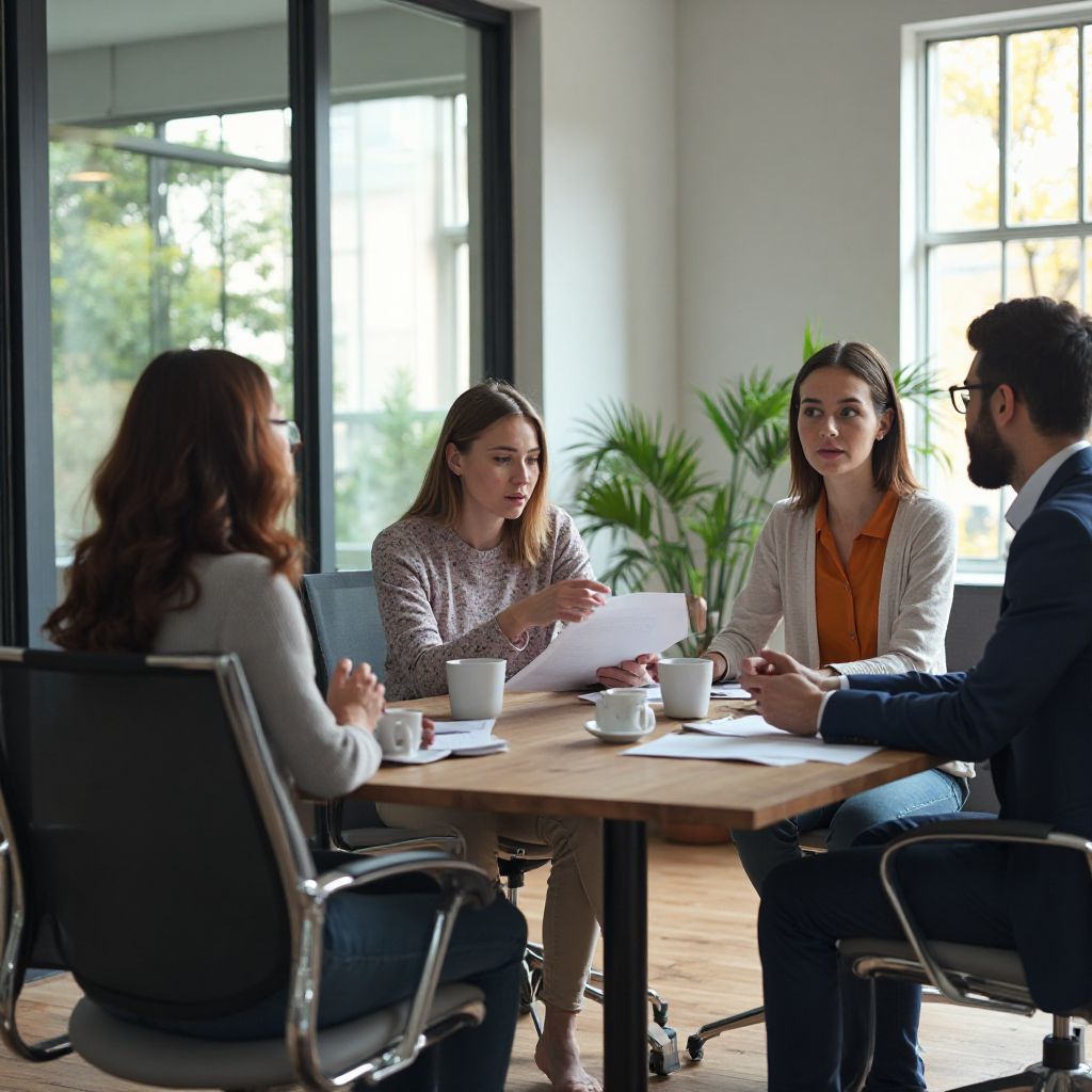 Echipa noastră de coaching în timpul unei sesiuni de grup